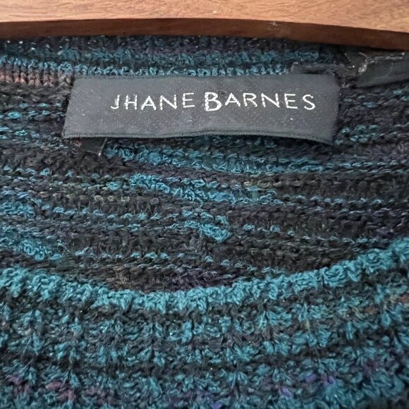 VTG Jhane Barnes Mens Blue Black Wool Blend 3D Knit Pullover Sweater Size M - Picture 6 of 6
